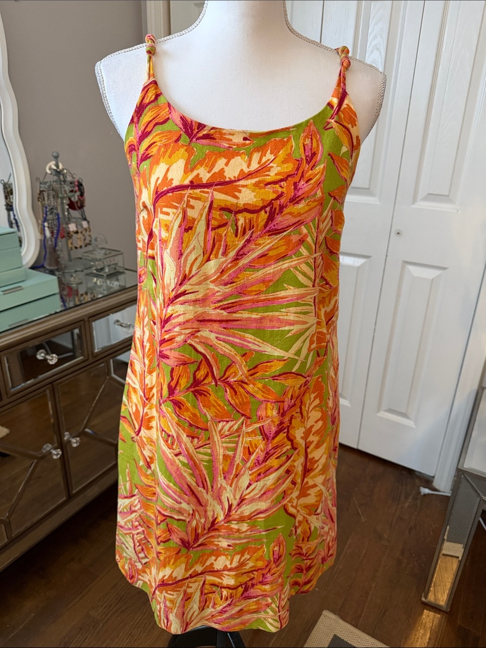 Linen C&C California Tropical Print Spaghetti Strap Sundress — Vibrant ❤️ XS